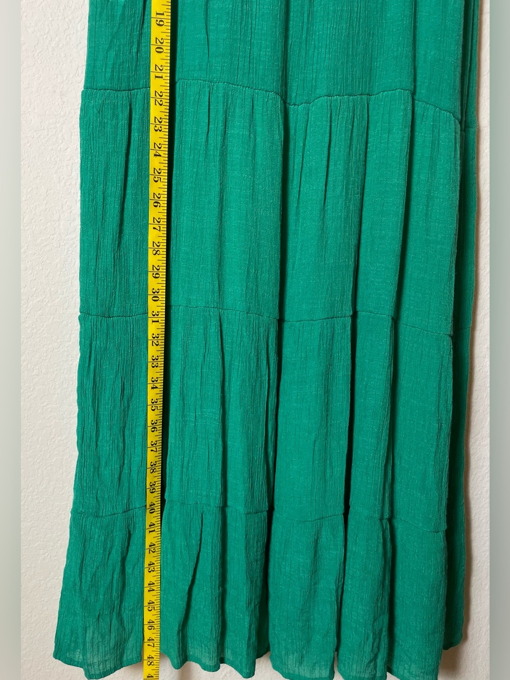 NAIF Emerald Green Tiered Maxi Dress Sz S | Sleeveless Boho Flowy Textured Maxi - Picture 8 of 9